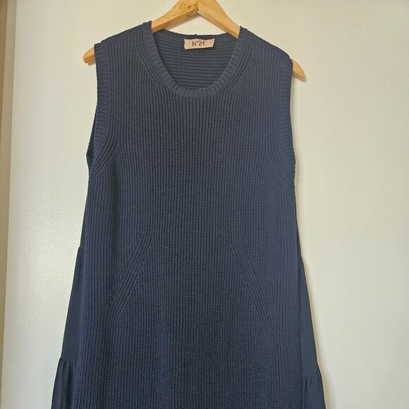 No. 21 Navy Blue Knit Sweater Dress with Back Ruffle Size 45 (8 US) - Picture 1 of 5